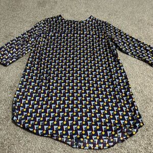 Monoprix femme geometric dress with high neck and quarter length sleeves large